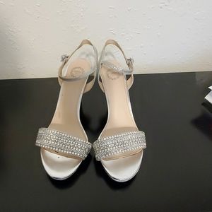 Silver high heel sandals